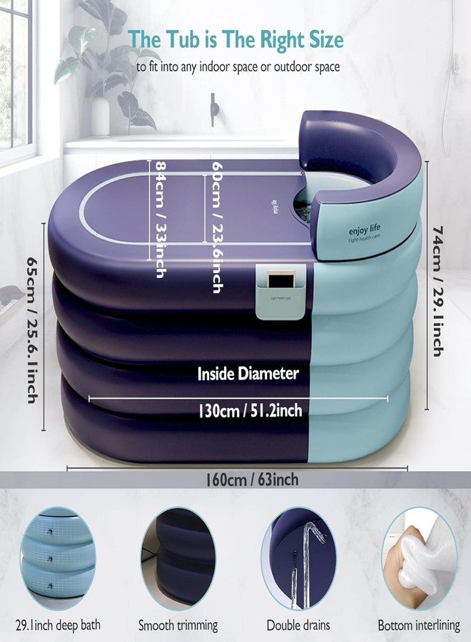 VPGS Inflatable Adult Bathtub, Foldable Portable Durable Soaking Bath Tub with Cordless Air Pump, PVC Inflatable Pool, Quick Drain Design, for Family Bathroom Spa Massage - Image 4